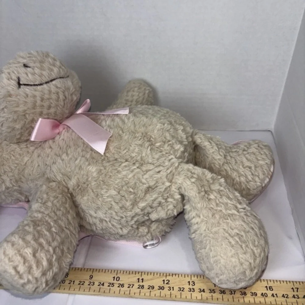Tan Moose Plush Backpack‎ Pink Plaid Antlers Sherpa Faux Fur Stuffed Animal Bag